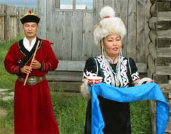 Local people in traditional costumes